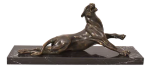 Charles Valton, Wounded Lioness, 1800s, Bronze on Marble Base