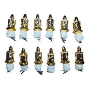 Vintage Set of 12 Czechoslovakian Glass Candlestick Clip-on Christmas Tree Ornaments