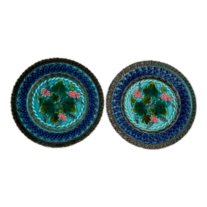 Late 19th Century Antique Majolica Grapevine Plates by Villeroy & Boch - A Pair