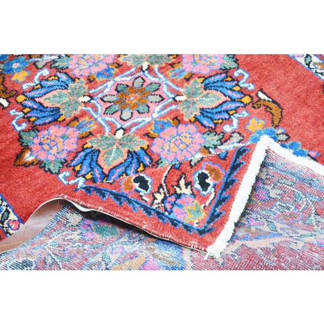 1990s Vintage Hand Knotted Wool Rug, 4'x10" For Sale - Image 5 of 6