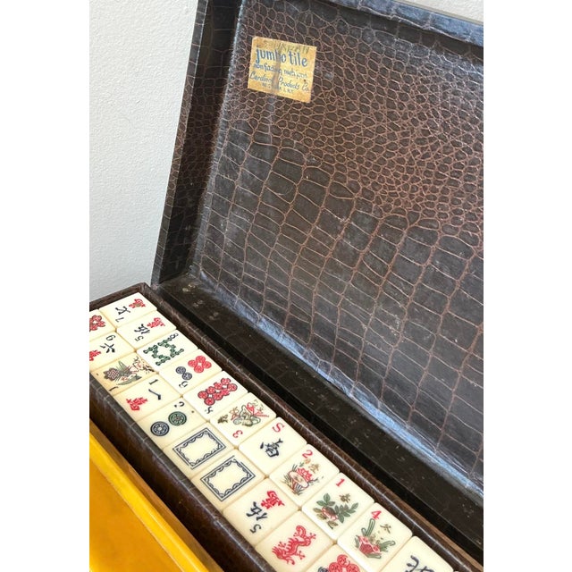 Metal Vintage Boho Stamped Croc Mahjong Set For Sale - Image 7 of 8