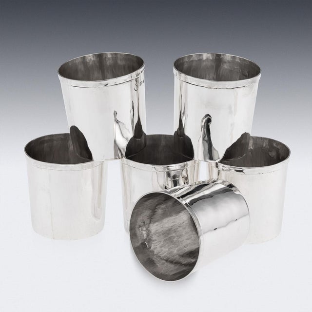 Vintage Italian Silver Ice Bucket and Beakers, Florence, Italy, 1970s, Set of 7 For Sale - Image 9 of 12