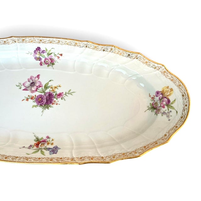 Rococo 19th C. KPM Berlin Neuosier 25" Porcelain Floral Oval Serving Master Platter For Sale - Image 3 of 11