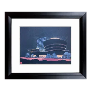 Frank Lloyd Wright Lithograph Ltd Ed. Solomon R. Guggenheim at Night W/Frame