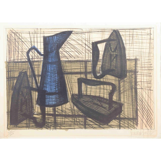 Bernard Buffet, Pitcher and Flat Irons, 1990s, Color Lithograph on Paper For Sale