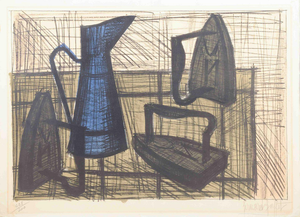 Bernard Buffet, Pitcher and Flat Irons, 1990s, Color Lithograph on Paper