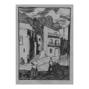 1940s Norman Kent European Street Scene
