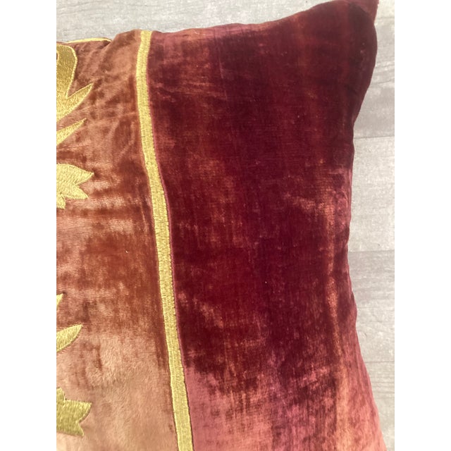 French Zuber Gold Embroidery on Aged Red Velvet Down Filled . Add some Classic French Luxury to your Home! We have 6...