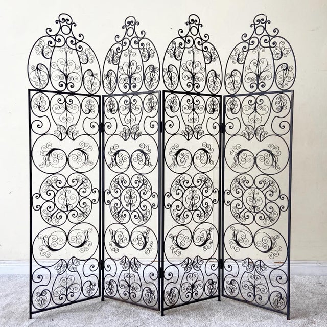 Antique Wrought Iron Room Divider 4 Panels Chairish