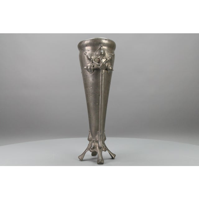 Art Nouveau Pewter Vase with Plant Motifs, Early 20th Century For Sale - Image 9 of 18