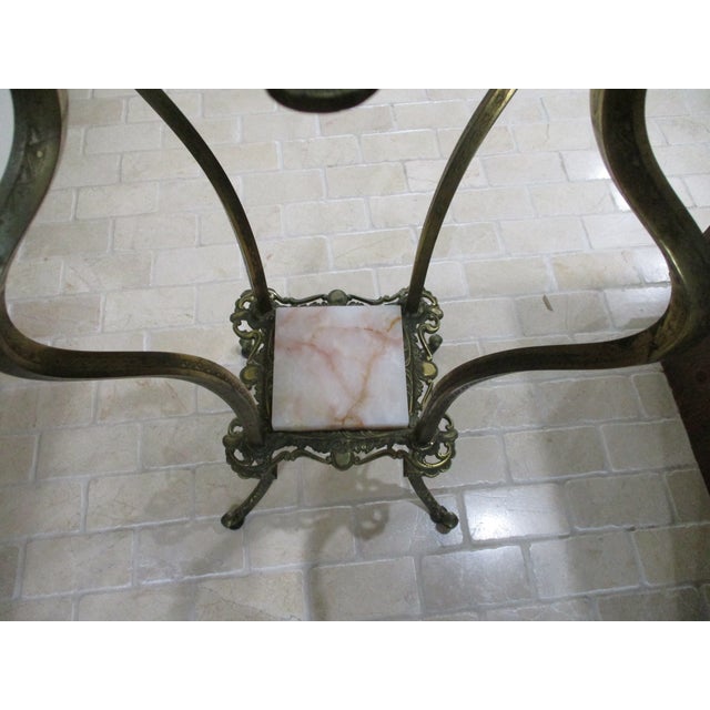 Metal Antique Brass Marble Ornate Rococo Gueridon Candle / Plant Lamp Table Pedestal For Sale - Image 7 of 18