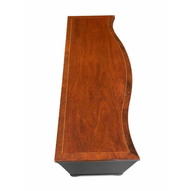 Traditional Vintage Heritage Henredon Serpentine Dresser With Inlaid Mahogany Drawers For Sale - Image 3 of 12