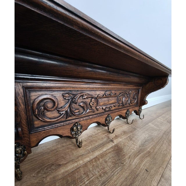 Vintage French Coat Rack in Oak For Sale - Image 9 of 10