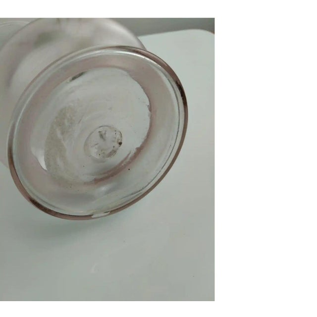 Art Nouveau Jug with Hand-Painted Strawberries in Clear, Blown Glass and Matte Finish For Sale - Image 4 of 6