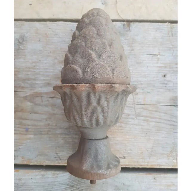 Large Cast Iron Pine Cone Post Head Architectural Ornament For Sale - Image 3 of 3