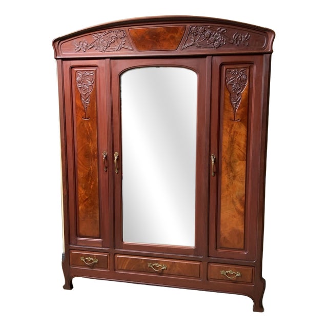 Antique Art Nouveau Wardrobe from École Nancy, 1910 For Sale