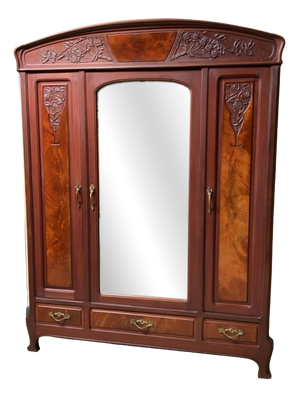 Antique Art Nouveau Wardrobe from École Nancy, 1910
