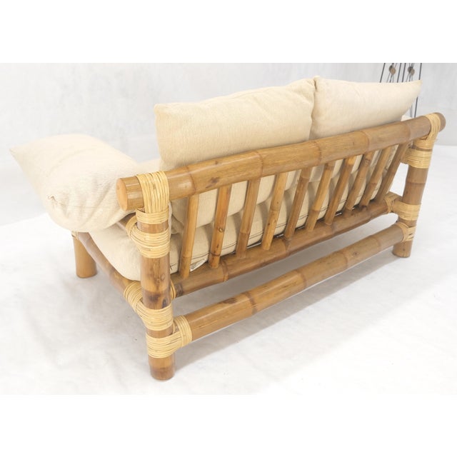 Thick Bamboo Frame Mid Century Modern c1970s Loveseat Sofa MINT For Sale - Image 13 of 18