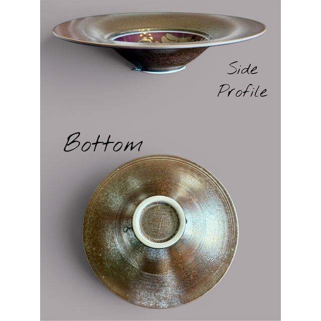 Silver Monumental Signed Raku Pottery Bowl-Wall Hanging-Studio Art Centerpiece-Modern For Sale - Image 8 of 10