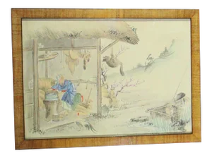 Framed Japanese Watercolor Painting