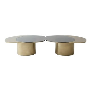 Modern 132" Irregular Shape Luxury Kaylee Dining Table in Brass For Sale