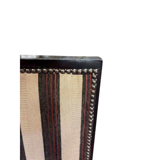 Textile Modern Club Lounge Chair With Ebony Frame and Custom Stripe Upholstery For Sale - Image 7 of 10