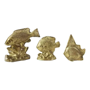 Late 20th Century Decorative Tropical Brass Fish Figurines - Set of 3