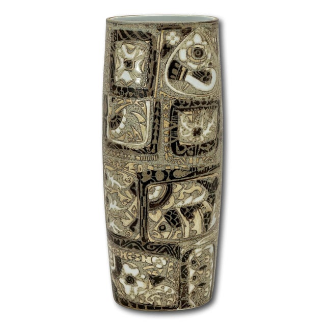 Mid 20th Century Vintage Mid Century Royal Copenhagen Denmark Nils Thorsson Baca Design Ceramic Vase - 11 1/2 Inches Tall For Sale - Image 5 of 12