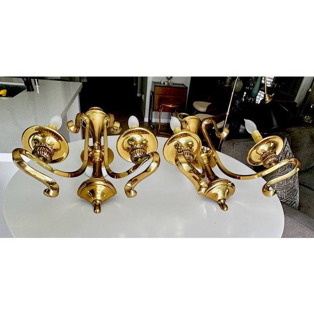 1960s 1960s French Brass Double Arm Wall Sconce - a Pair For Sale - Image 5 of 17