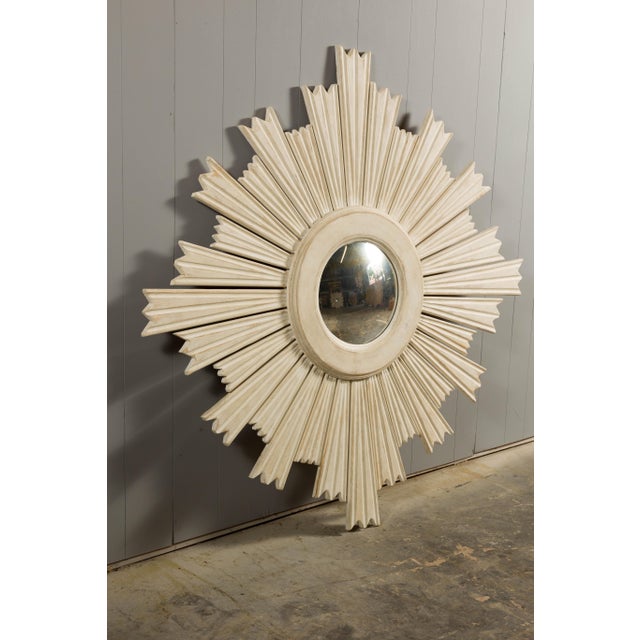 Painted Wood Modern Custom Sunburst with Convex Mirror with Varying Rays For Sale - Image 12 of 12