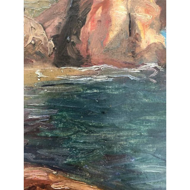 Rocky Landscape, 1890s, Oil & Cardboard For Sale - Image 3 of 6