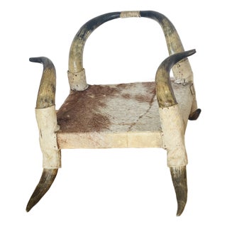 Mid 20th Century Texas Horn Cowhide Low Chair For Sale