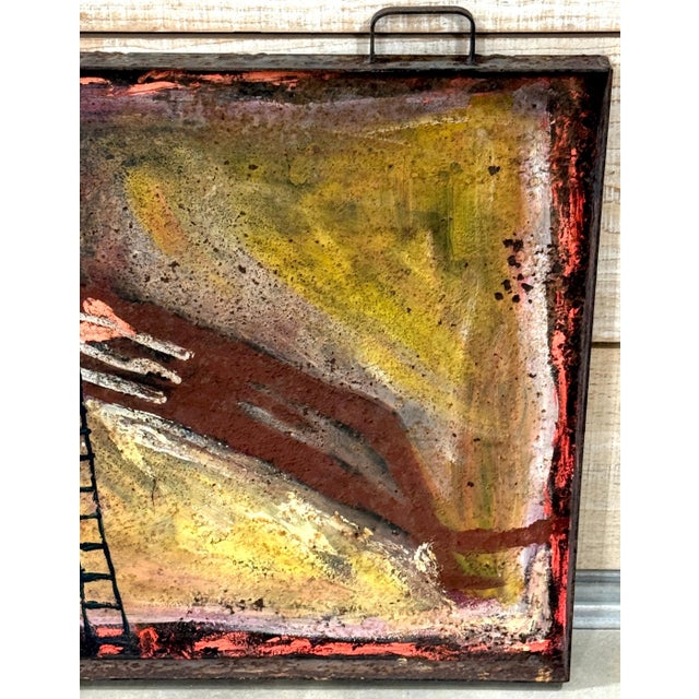 Purvis Young “Burning Man” Monumental Outsider Painting on Found Steel Tray For Sale - Image 15 of 18