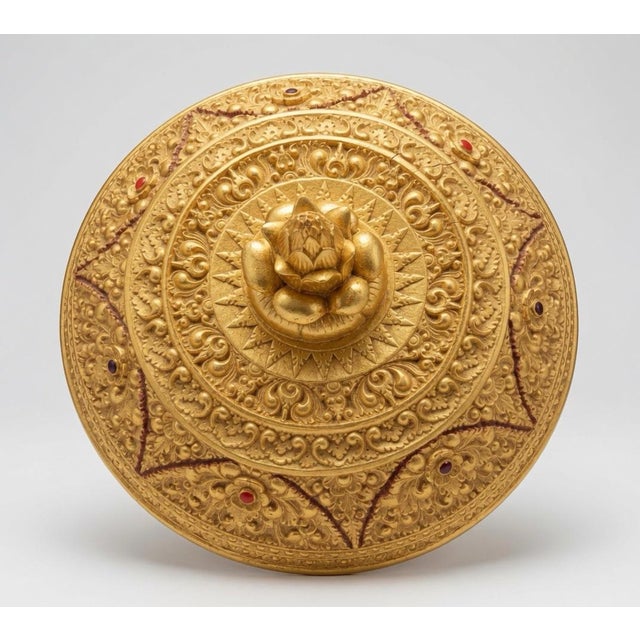 Early 20th Century Early 1900s Hsun Ok Burmese Offering Vessel - Gold Gilt & Lacquer- Large 33” Tall For Sale - Image 5 of 5