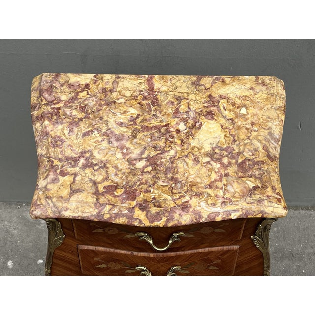 Very elegant French Louis XV style inlaid rosewood large side table / nightstand. Can also be used as sofa end or lamp...