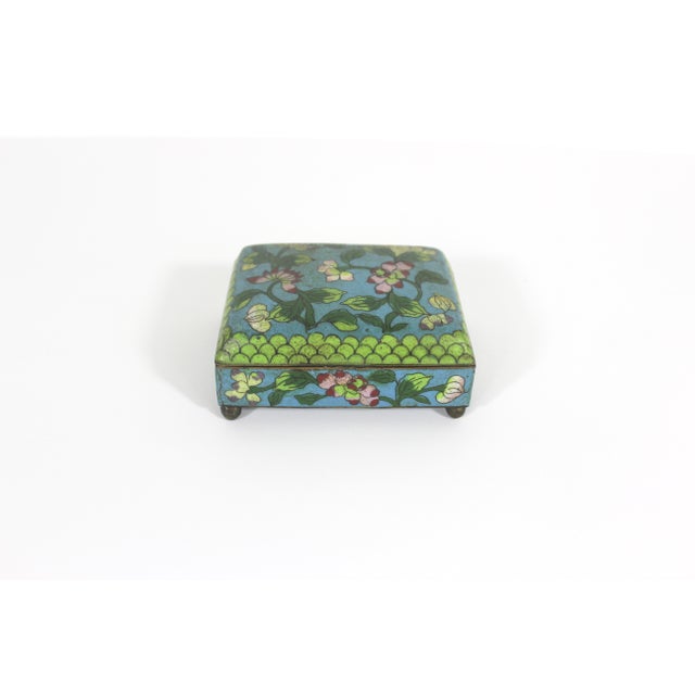 1920s Antique Chinese Floral Cloisonné Box For Sale - Image 5 of 12