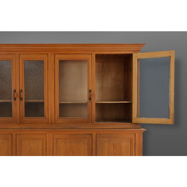 Belgium / 1890 / monastery cabinet / pine wood, figured glass / antique / mid-century / rustic An impressive Belgium...