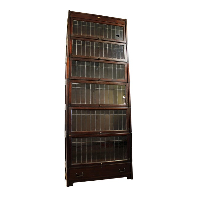 Antique Lundstrom Mahogany Leaded Glass Sectional ...