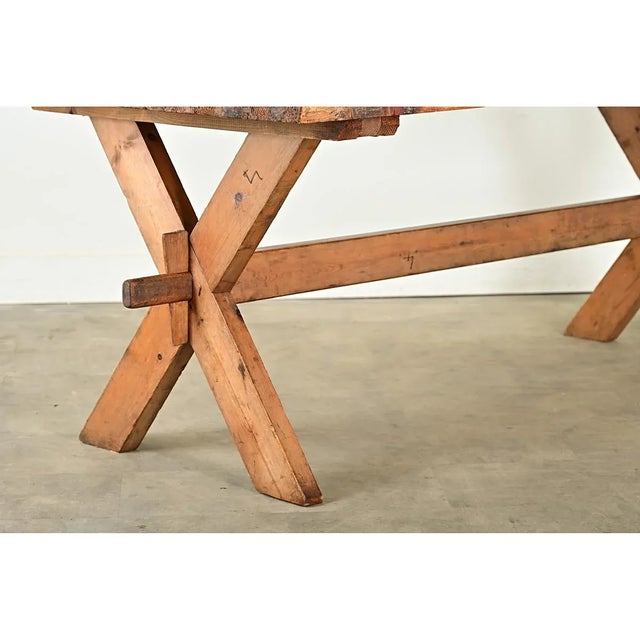 Swedish Early 20th Century Pine Trestle Table For Sale - Image 10 of 12