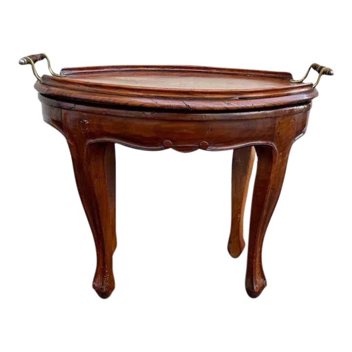 Antique French Rococo Style Solid Tiger Oak Cane Top Side Table With ...