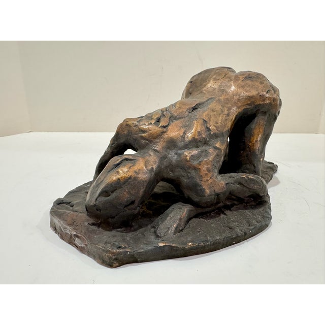 Figurative 1960s Larry Mohr Bronze Crouching Female Figure Sculpture Signed From Artist Estate For Sale - Image 3 of 7