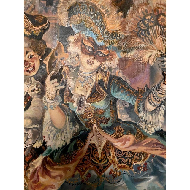 Textile Oil Painting 18th Century Masquerade Alexander Arkadievich Litvinov For Sale - Image 7 of 12