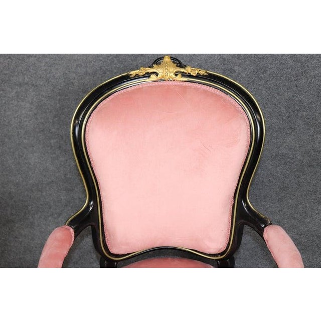 Rose 10 Louis XV Style 19th C. Ebonized & Bronze Mounted Dining Chairs For Sale - Image 8 of 17