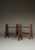 Pair of freestanding mid-century bookshelves. Circa 1950s. Constructed of rich coloured solid cherry wood with solid brass...
