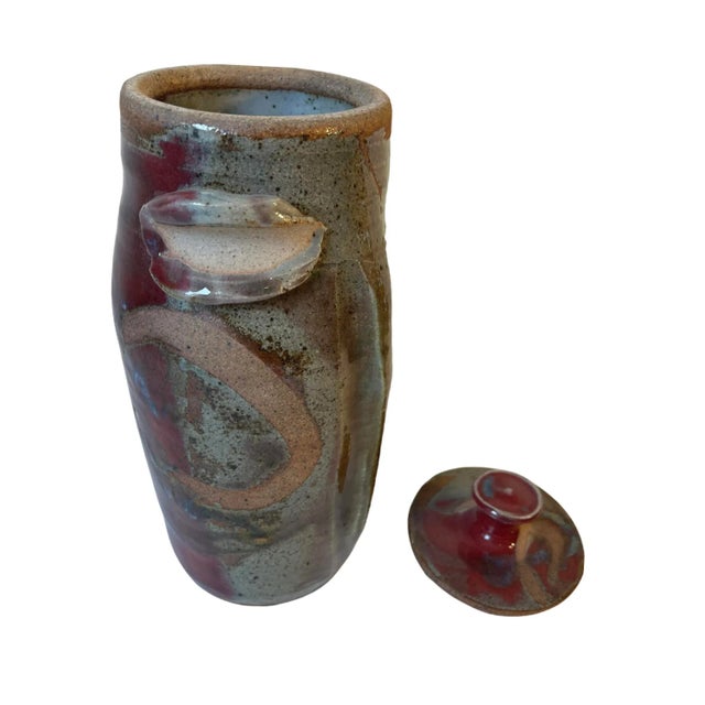 Mid-Century Artisan Ceramic Glazed Lidded Vessel Singed For Sale - Image 10 of 13