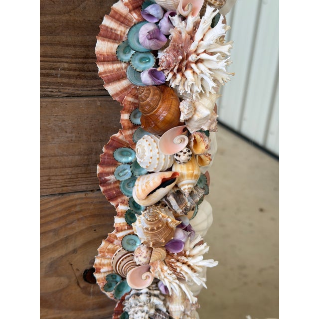 Custom Coastal Seashell Wall Mirror With Coral & Mixed Shell Mosaic Frame For Sale - Image 10 of 12