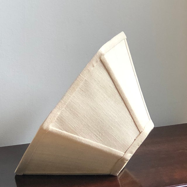 Vintage Hexagonal Hurricane Linen Lamp Shade For Sale - Image 9 of 12