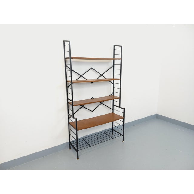 Vintage Italian Teak and Metal Bookcase, 1960s For Sale - Image 15 of 15