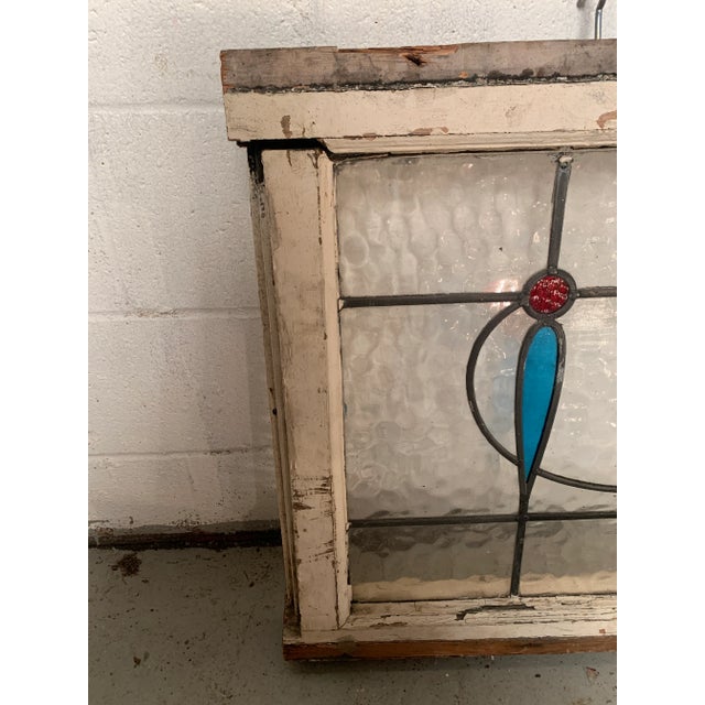 White Vintage Mid 20th Century Stained Glass Window For Sale - Image 8 of 12