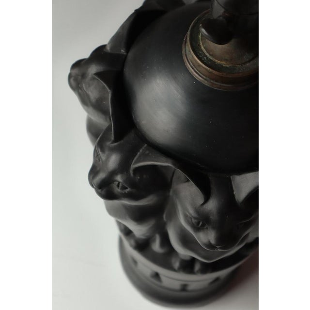 Large Art Nouveau Danish Table in Black Terracotta with Cats by L. Hjort, 1910s For Sale - Image 9 of 16